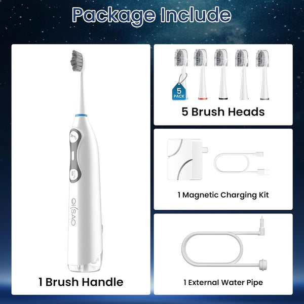 3-in-1 Electric Toothbrush & Water Flosser Combo | Patented Design | 60° Oscillation & Vibration | IPX7 Waterproof | 900mAh 2-Week Battery | Type-C Magnetic Charging | 3 Pressure Modes | 2-Min Timer