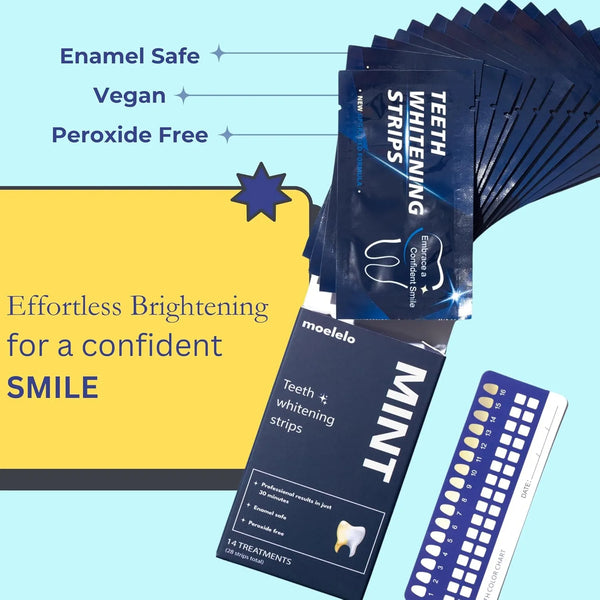 Instant Teeth Whitening Strips, Professional Teeth Whitening, Peroxide Free Treatment, Anti-Slip Firm Material, Mint Flavour