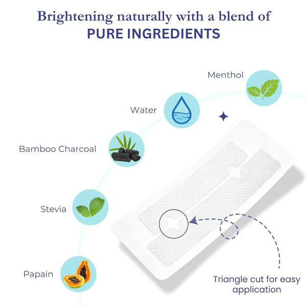 Instant Teeth Whitening Strips, Professional Teeth Whitening, Peroxide Free Treatment, Anti-Slip Firm Material, Mint Flavour