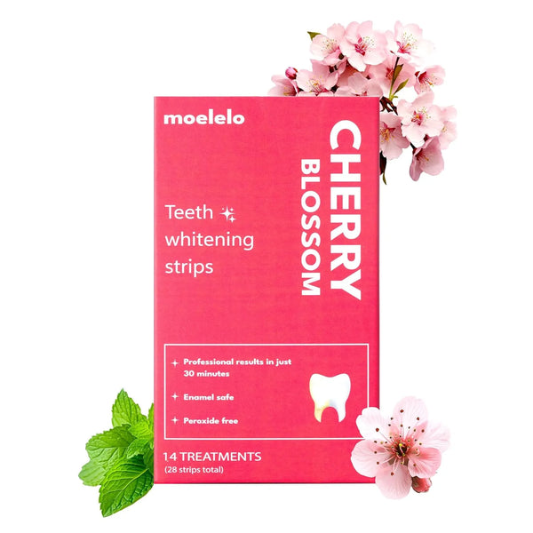 Natural Teeth Whitening Strips, Safe Professional, Peroxide Free, Anti-Slip Firm Material, Cherry Flavour
