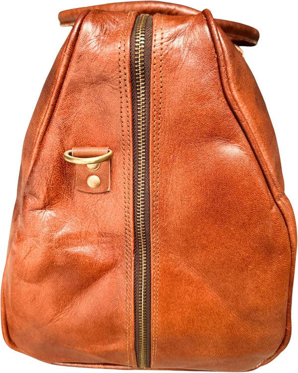 Vintage Style Leather Holdall Travel Bag – 20" Weekender Duffle Bag Designed in UK – Premium Leather Overnight Bag with Detachable Shoulder Strap – Cabin Size Travel Bag for Men & Women