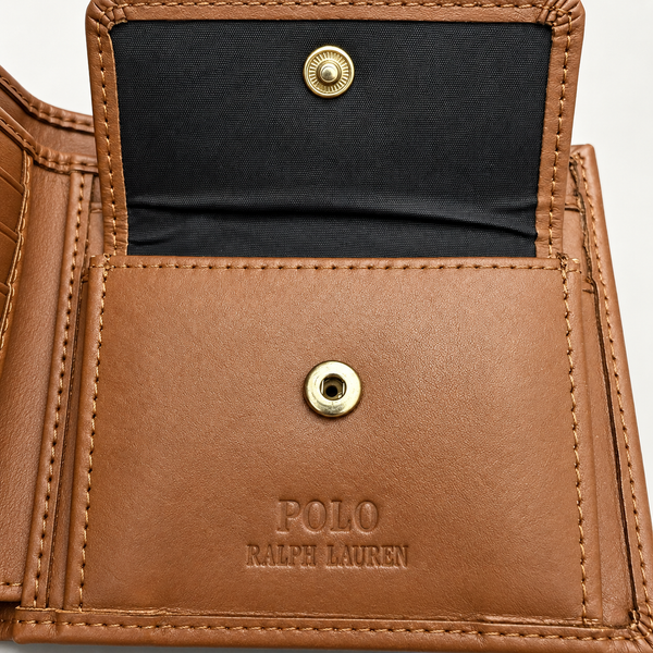 Polo Ralph Lauren Wallet for Men Bifold Billfold Wallet with Coin Pocket Calf Leather RRP£150