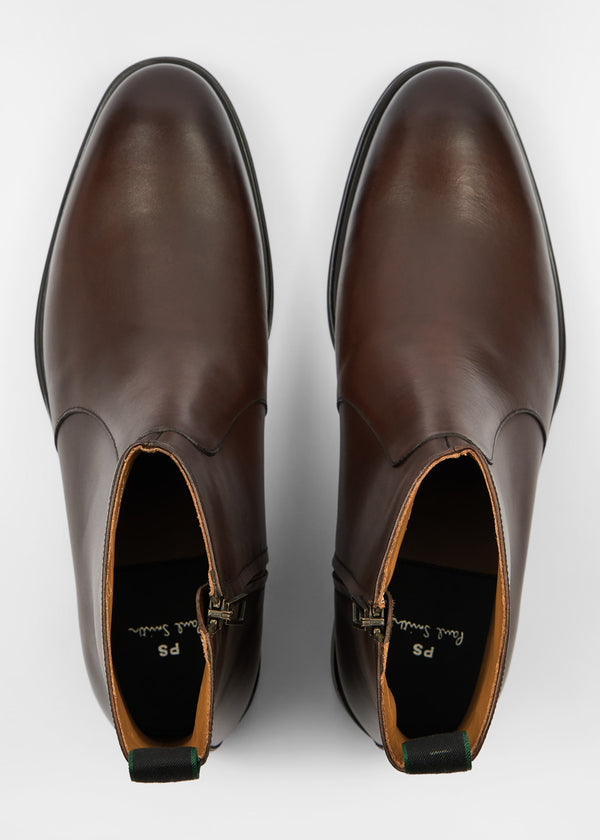 Paul Smith Chelsea Boots for Men - Brown Leather 'Lenny' Boots