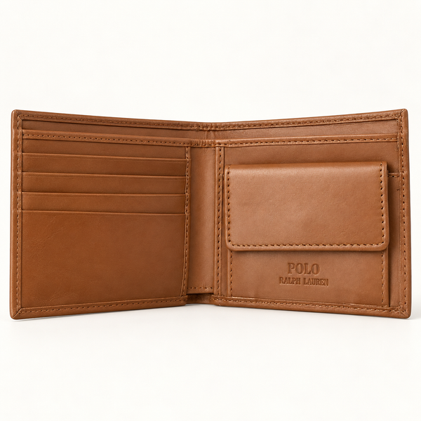 Polo Ralph Lauren Wallet for Men Bifold Billfold Wallet with Coin Pocket Calf Leather RRP£150