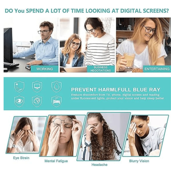 Blue Light Blocking Eye Glasses - Anti Headache Anti Eye Strain -HD Vision Computer Gaming Eye Glasses - Anti Glare Glasses with Blue Light Filter - Blue Light Blocking Glasses for Men Women - www.oliveroutlet.com