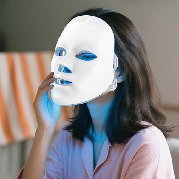7-Color LED Face Mask | Portable Skincare Tool, Facial Mask USB Rechargeable, Home Beauty Care Kit, Gift for Girlfriend