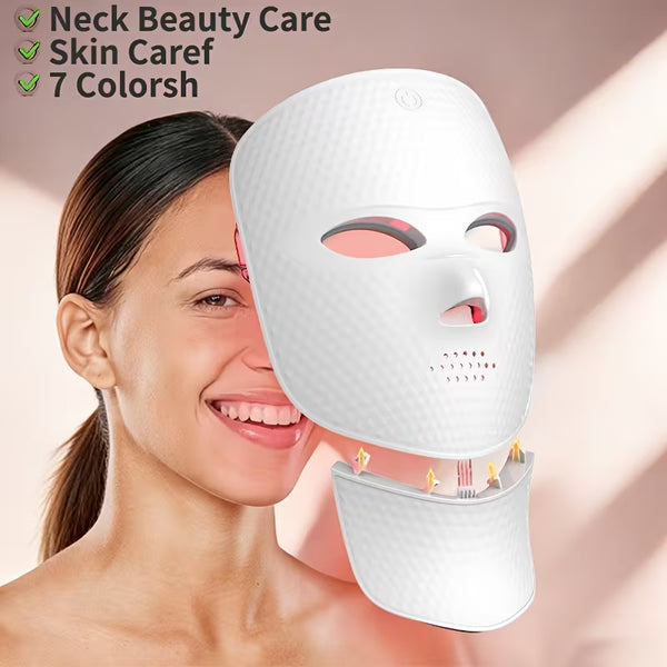 7-colour LED Face Mask Women's Beauty Facial Mask with USB Charging, Touch Screen, Multifunctional Portable Facial Skincare Device, Rechargeable, Strap Design Portable Facial Skincare Device, Home Beauty Care Tool, Mother's Day, Halloween, Birthday Gift