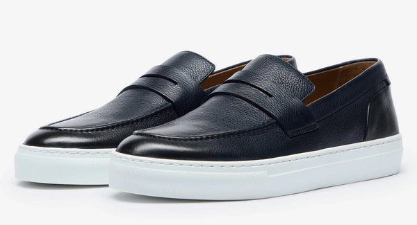 Oliver Sweeney Amesbury Navy Milled Leather Penny Loafers UK 10 RRP£179