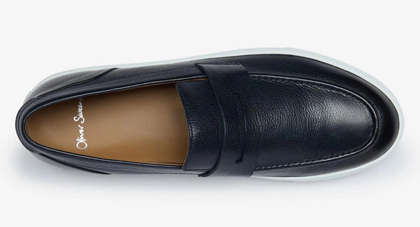Oliver Sweeney Amesbury Navy Milled Leather Penny Loafers UK 10 RRP£179